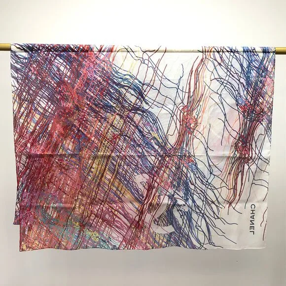 Chanel Multi Color Abstract Print Cotton Scarf - Picture 4 of 5
